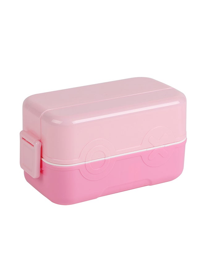 Moon Fiesta Kids Two-Tier Bento Lunch Box – BPA-Free, Leakproof, Stackable with Spoon & Seasoning Box  -Pink - Image 1