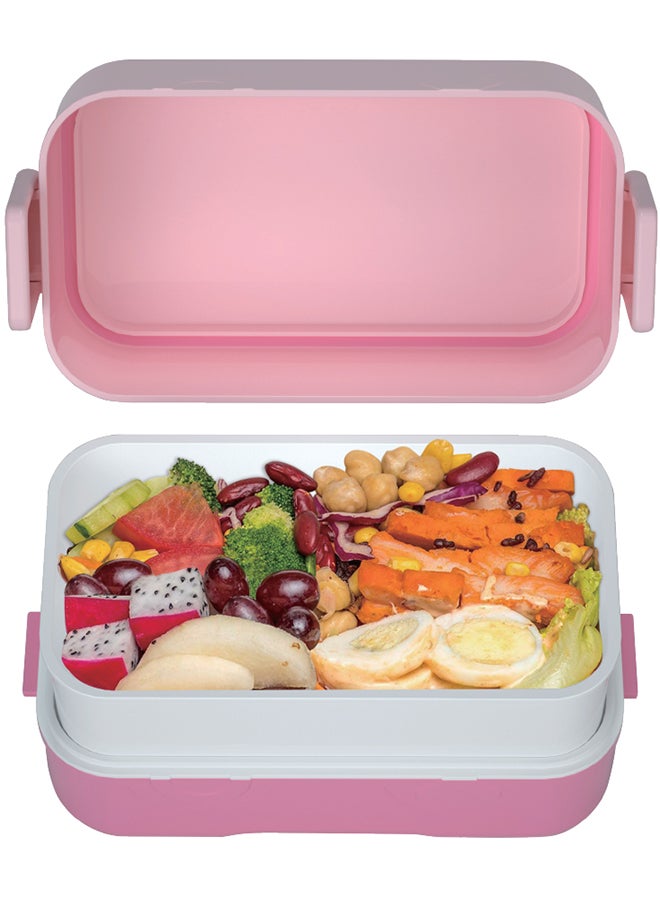 Moon Fiesta Kids Two-Tier Bento Lunch Box – BPA-Free, Leakproof, Stackable with Spoon & Seasoning Box  -Pink - Image 3