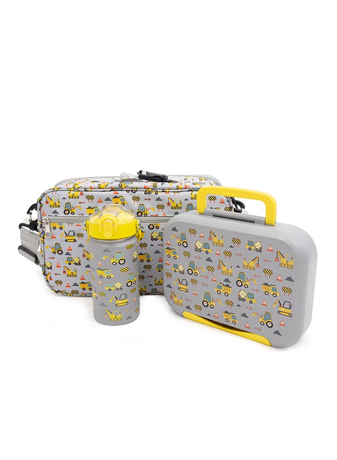 Moon Marmita Kids Lunch Box Set with Insulated Bottle & Bag – Leakproof, BPA-Free, Microwave & Dishwasher Safe -Vehicle - Image 1