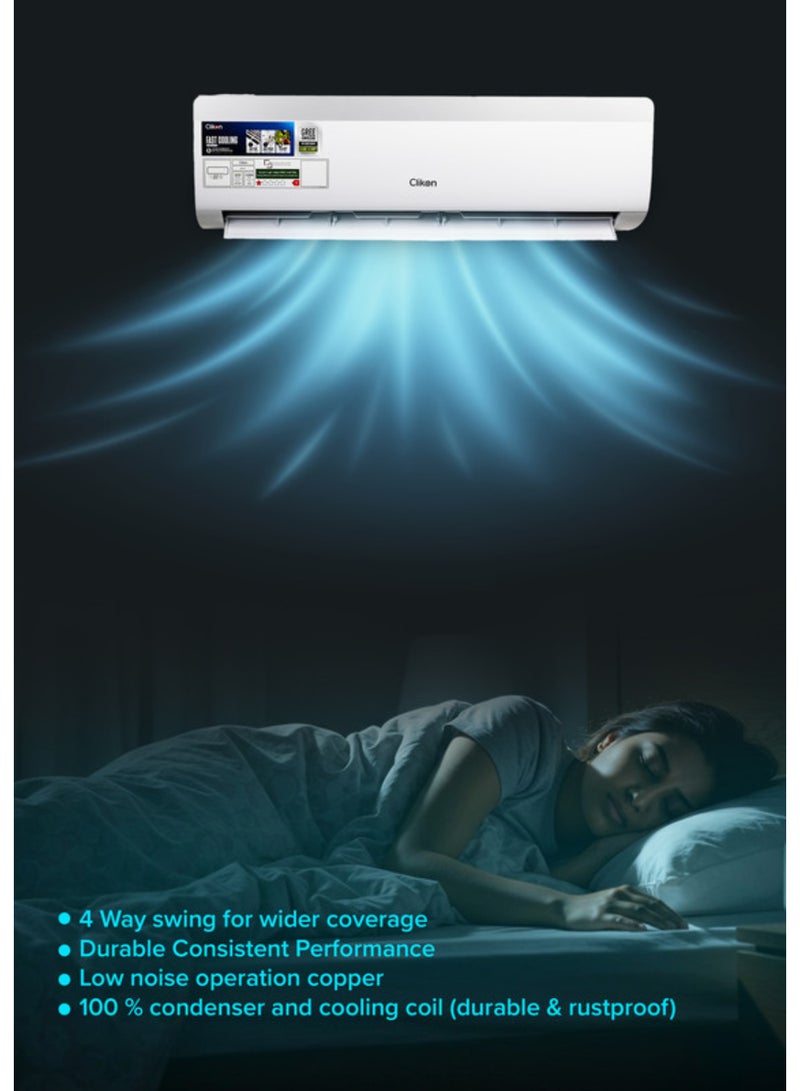 كليكون مكيف هواء سبليت 1.5 طن – 17400 وحدة حرارية بريطانية، ضاغط GMCC، أنبوب نحاسي 4م، تبريد R410a، T3 تشغيل وإيقاف، 220-240 فولت 50/60 هرتز - Image 5