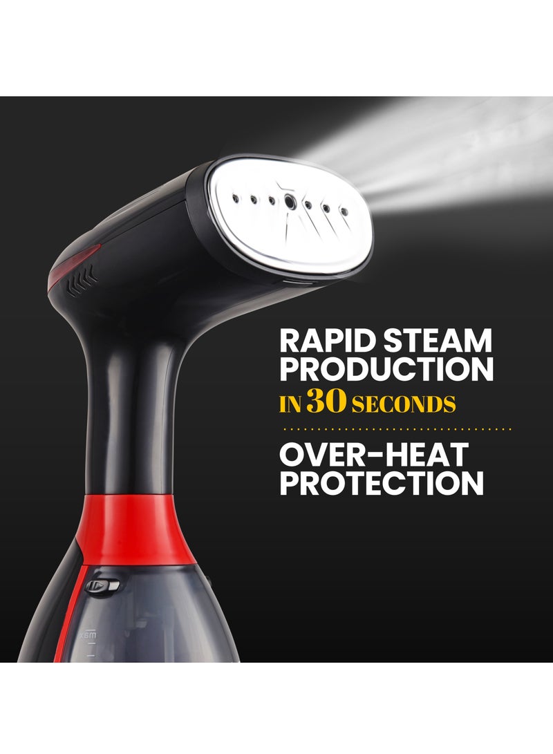 Clikon Garment Steamer Iron,High-Power Handheld Garment Steamer Clothes Steamer Portable Steam Iron 30s Fast Heat-up -1500W 280ML 280 ml 1500 W CK4035 Black and Red - Image 3