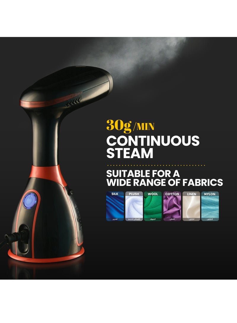 Clikon Garment Steamer Iron,High-Power Handheld Garment Steamer Clothes Steamer Portable Steam Iron 30s Fast Heat-up -1500W 280ML 280 ml 1500 W CK4035 Black and Red - Image 2