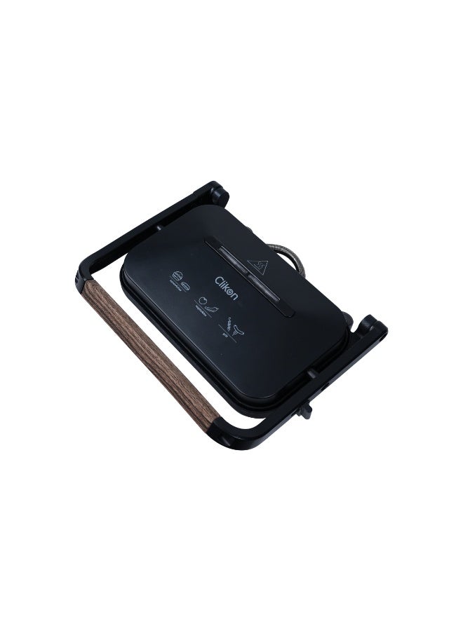 كليكون Contact Grill Toaster 1200W | Panini Press with Non-Stick Plates, Vertical Storage, Cool Touch Handle & Indicator Lights – Black 1200 W CK2473 BLACK - Image 3