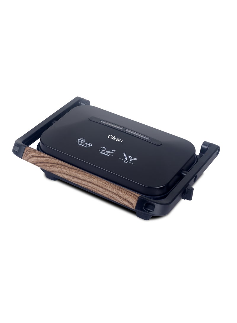 كليكون Contact Grill Toaster 1200W | Panini Press with Non-Stick Plates, Vertical Storage, Cool Touch Handle & Indicator Lights – Black 1200 W CK2473 BLACK - Image 2