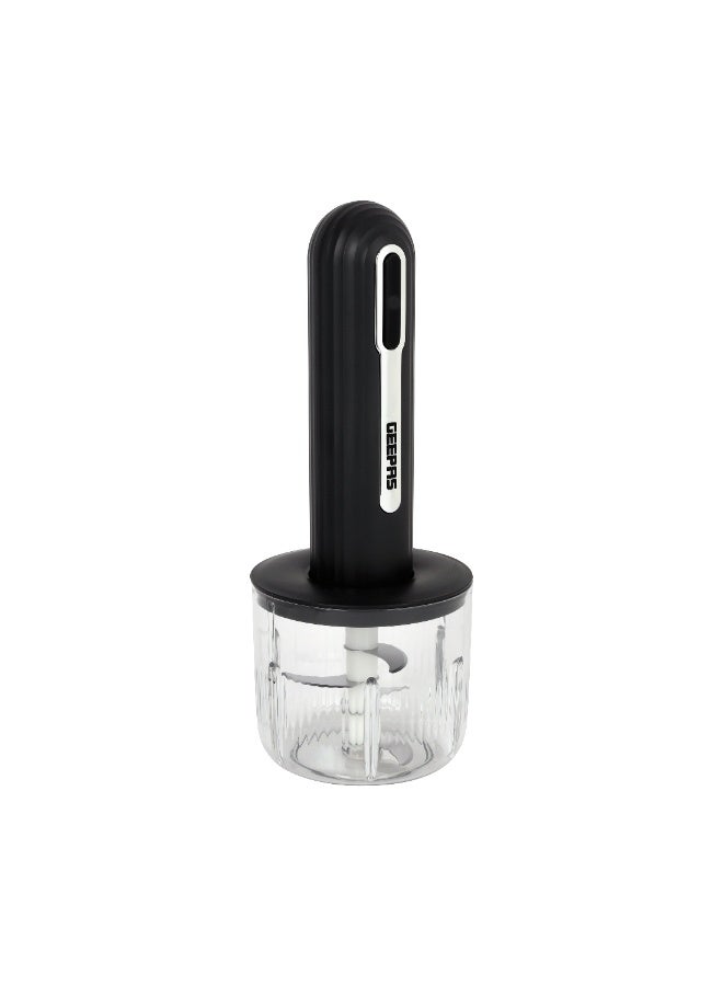 GEEPAS Rechargeable Mini Food Chopper | 1300mAh Battery, Stainless Steel Blades, Type-C Charging | 4 Bowls (400ml & 200ml), Handheld Design | One-Touch Operation for Effortless Chopping | GMC42035 5 W GMC42035 Black - Image 2