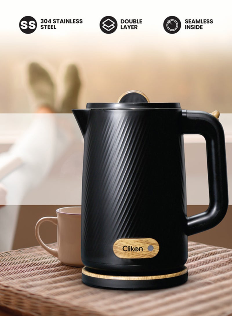 Clikon Electric Kettle Fast Boil, Double Layer Cool Touch, Rust-Proof 304 Stainless Steel, Overheating Protection 1.8 L 1500 W CK5156 black - Image 2