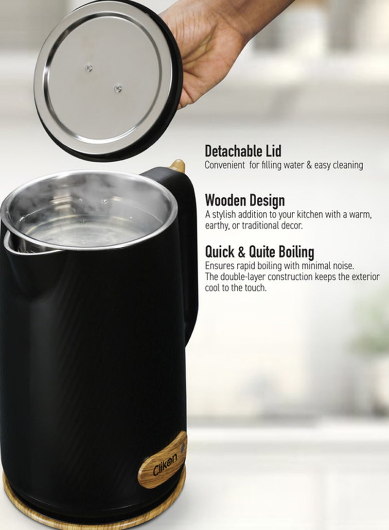 Clikon Electric Kettle Fast Boil, Double Layer Cool Touch, Rust-Proof 304 Stainless Steel, Overheating Protection 1.8 L 1500 W CK5156 black - Image 3