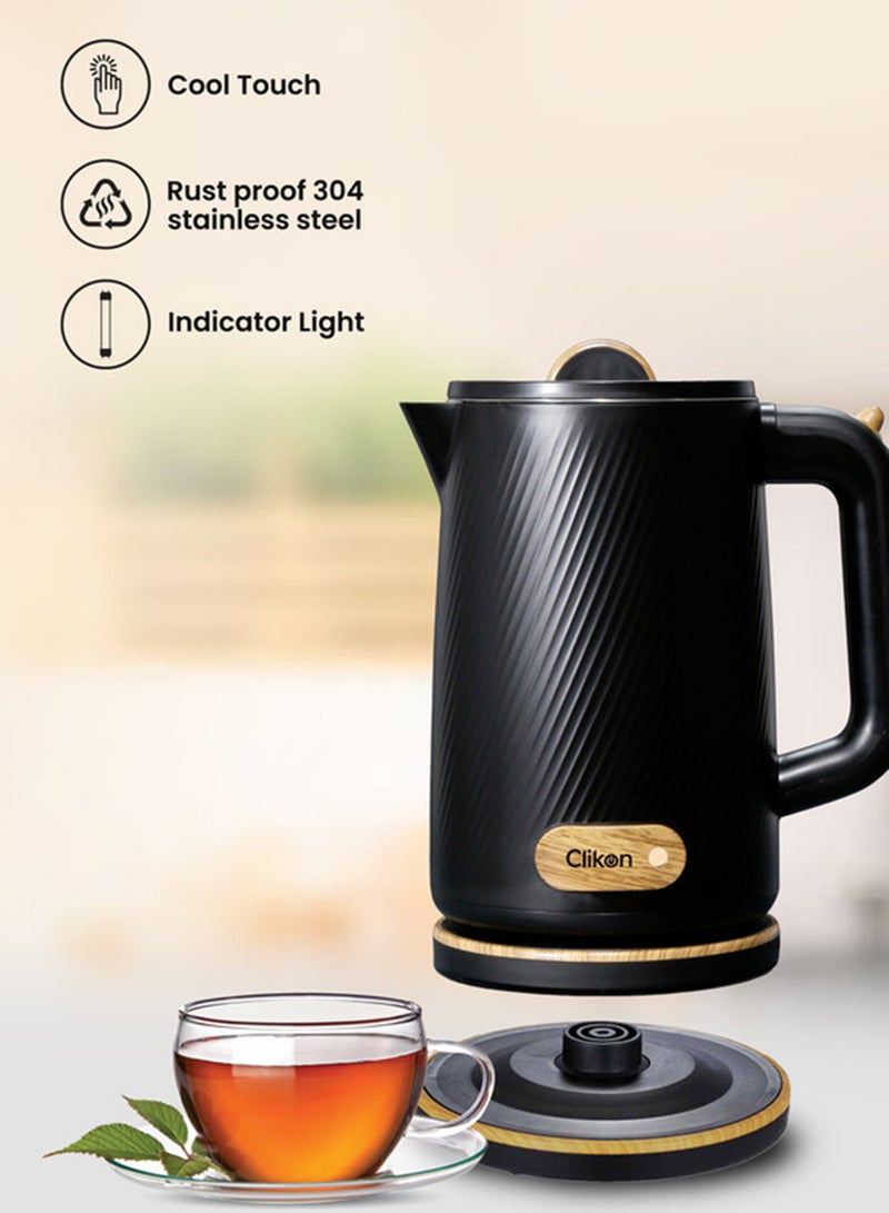 Clikon Electric Kettle Fast Boil, Double Layer Cool Touch, Rust-Proof 304 Stainless Steel, Overheating Protection 1.8 L 1500 W CK5156 black - Image 5