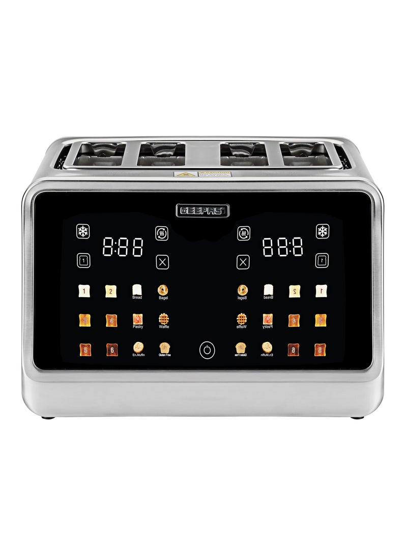 GEEPAS Digital 4-Slice Toaster 6 Modes 1770 W | Removable Crumb Tray and Stainless Steel Housing | Defrost, Reheat and Cancel Functions | Perfect for Toasting Different Types Breads | 2 Years Warranty GBT36569UK Silver 1770 W GBT36569UK Silver & Black - Image 3
