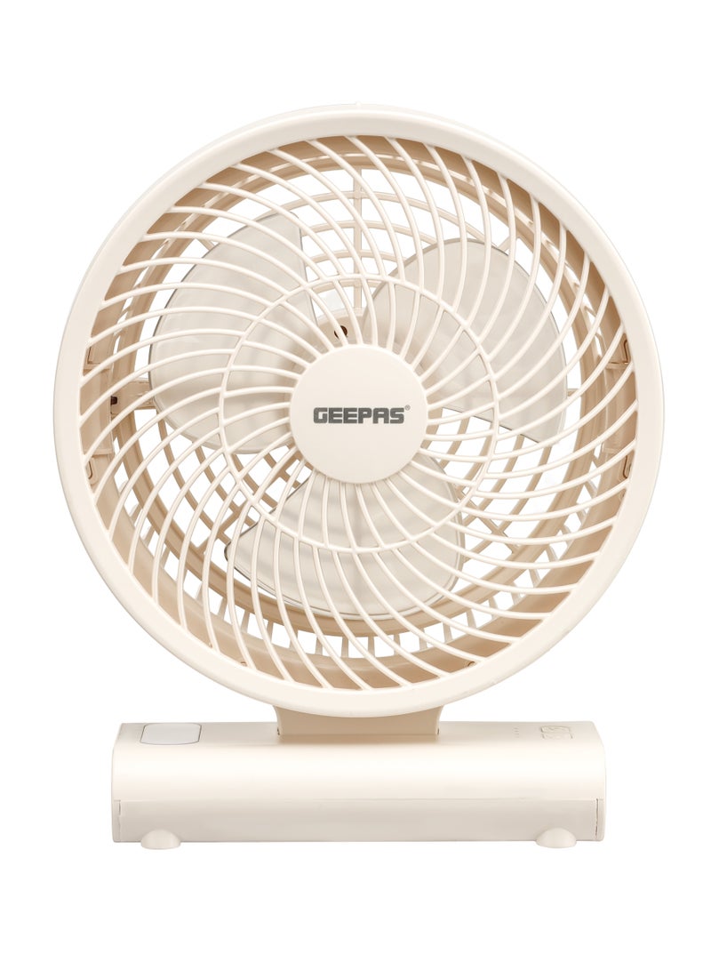 GEEPAS 8" Rechargeable Fan with LED Light | High Performance Fan with Working Time up to 10 Hours | Powerful and Efficient Cooling, AC/DC Function | Smart Indicators, Overcharge Protection | Perfect for Home, Office, Outdoor, etc. | 2 Years Warranty GF21123 White GF21123 white  - Image 1