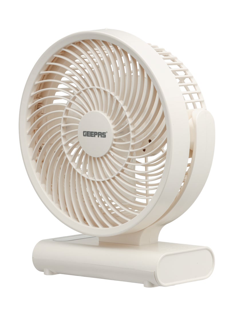 GEEPAS 8" Rechargeable Fan with LED Light | High Performance Fan with Working Time up to 10 Hours | Powerful and Efficient Cooling, AC/DC Function | Smart Indicators, Overcharge Protection | Perfect for Home, Office, Outdoor, etc. | 2 Years Warranty GF21123 White GF21123 white  - Image 4
