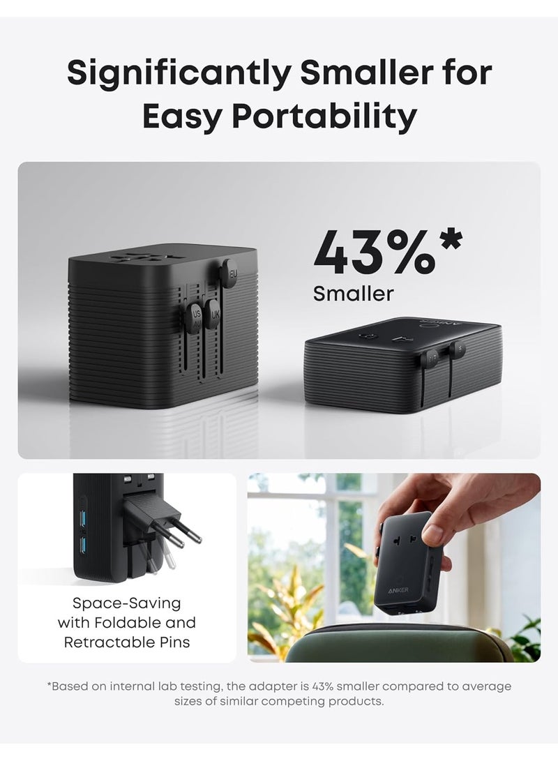 Anker 5-Port Nano Travel Power Adapter With 1 AC And 2 USB-A 2 USB-C Ports Smart Temperature Control Black  - Image 5