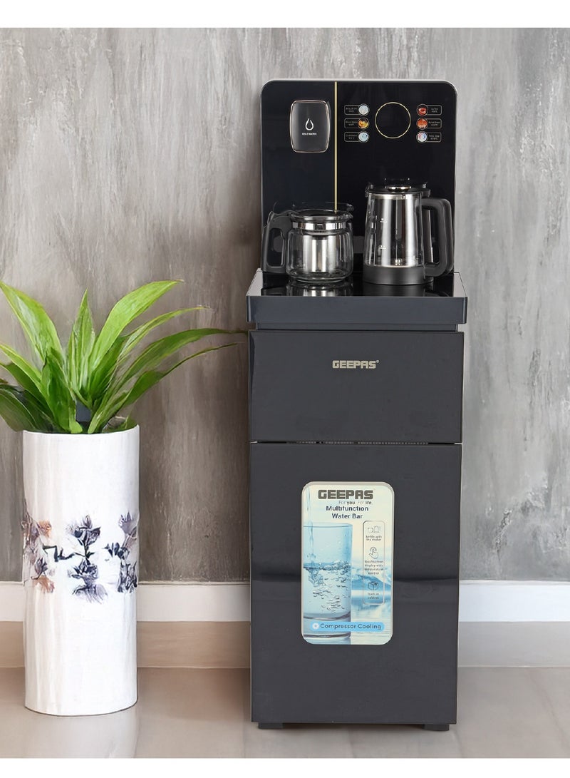 جيباس Multifunction Water Bar | Bottom Loading Hot & Cold Water Dispenser with Touchscreen | Tea Maker Kettle & Built-In Cabinet | 304 Stainless Steel Tank | GWD17041 Black GWD17041 Black  - Image 2