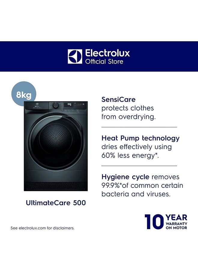Electrolux 8KG Front Load Heat Pump Dryer, 13 Programs 4 Star, Premium Tumble Dryer, Digital Display & Eco Inverter Motor, High Efficiency, EDH803J5SC + Free 6-Month Supply of Ecover Laundry Detergent EDH803J5SC Dark Silver - Image 2