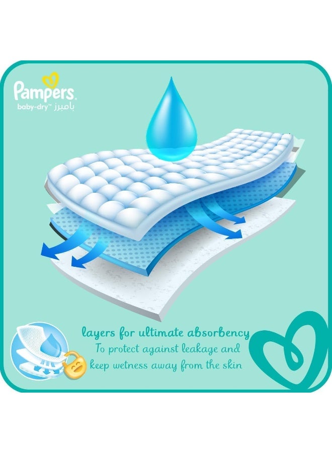Pampers Baby Dry Taped Diapers, Size 4, 9-18 kg, Baby Lotion with Olive Oil, 104 Diapers  - Image 2