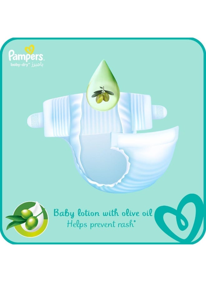 Pampers Baby Dry Taped Diapers, Size 4, 9-18 kg, Baby Lotion with Olive Oil, 104 Diapers  - Image 3