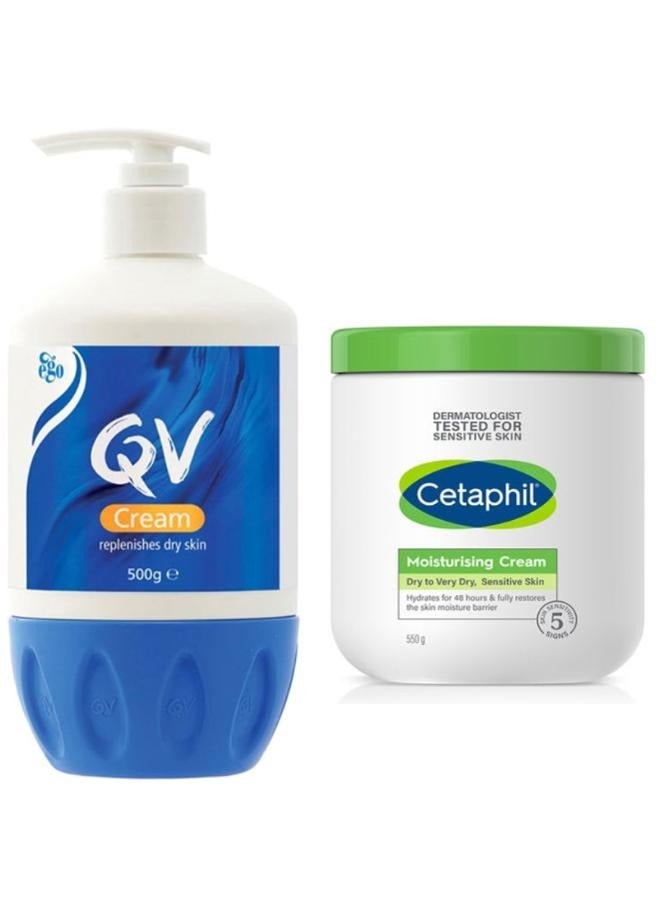 سيتافيل Moisturizing Cream For Very Dry And Sensitive Skin White 550g + Ego QV Cream 550grams - Image 1
