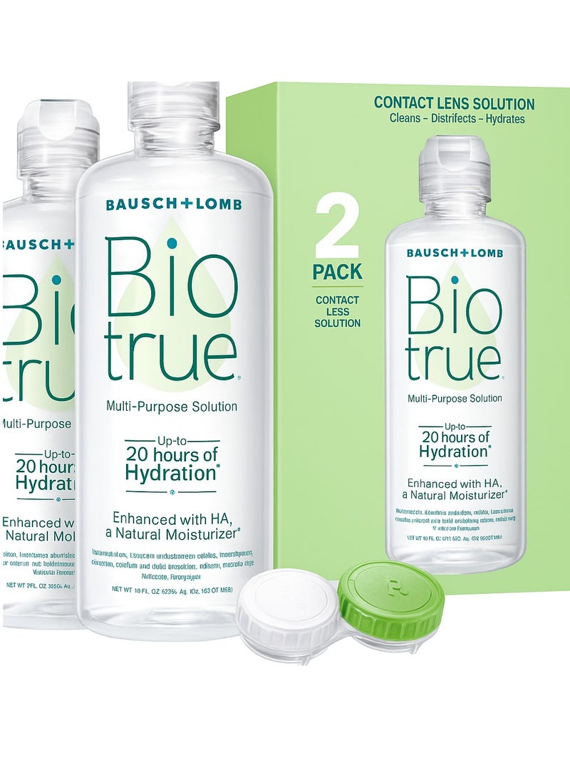 Bausch + Lomb Women's Bausch & Lomb Biotrue Multi-Purpose Contact Lens Solution – 10 fl oz (2 Pack) – Cleans, Disinfects, Removes Protein & Debris – Contact Lens Storage & Cleaning Solution with Lens Case - Image 1
