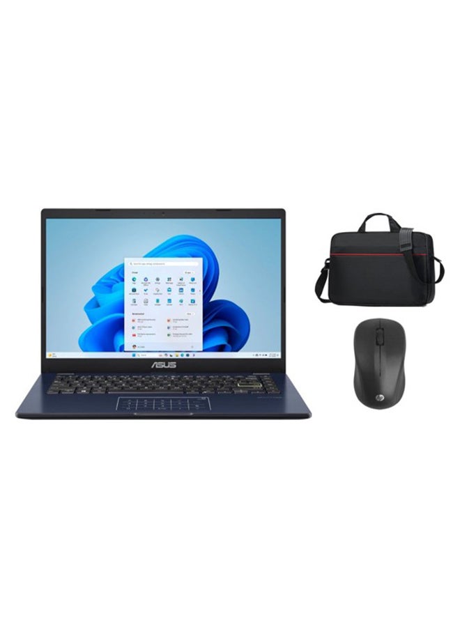 ASUS E410KA (Upgraded Version) Laptop with 14-Inch FHD Display, Celeron N4500 Processor/4GB RAM/64GB SSD/Intel HD Graphics/Windows 11 With Laptop Bag + Mouse English black  - Image 1