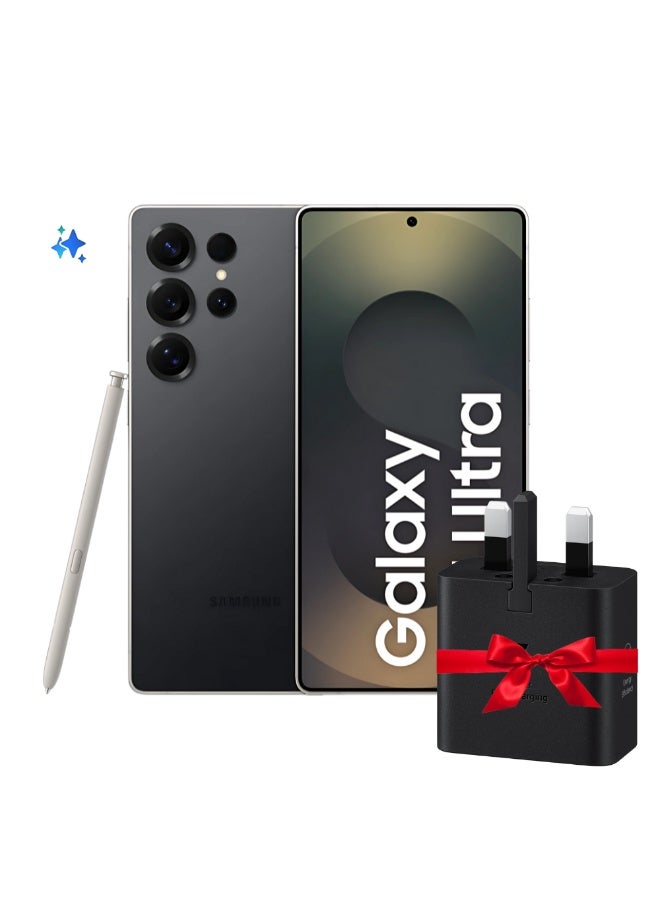 Samsung Galaxy S25 Ultra AI Dual SIM Titanium Black 12GB RAM 256GB 5G - Middle East Version With Free 25W Samsung Super Fast Charger Type C  - Image 1
