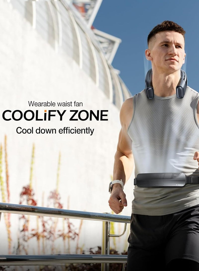 TORRAS 5000 mAh COOLiFY Zone Wearable Waist Belt Fan - Portable Personal Cooling Fan For Waist 15H Runtime In Single Charge - Moonlight Silver  - Image 2