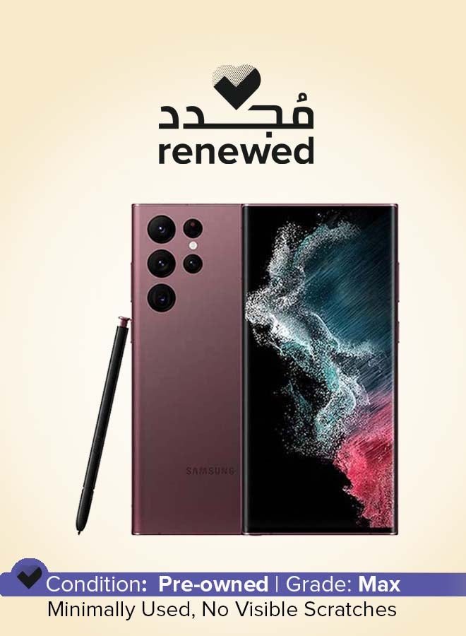 Samsung Renewed - Galaxy S22 Ultra Dual SIM Burgundy 12GB RAM 256GB 5G - International Version - Image 1