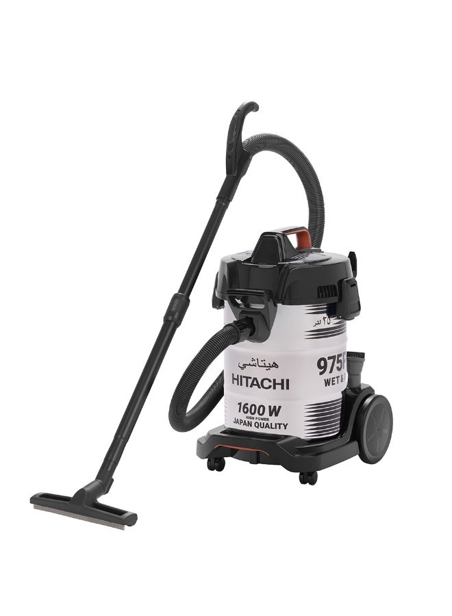 هيتاشي Hitachi Wet & Dry DVC 25 L 1600 W CV-975PWBKGSA WHITE/BLACK - Image 1