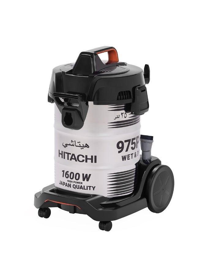 هيتاشي Hitachi Wet & Dry DVC 25 L 1600 W CV-975PWBKGSA WHITE/BLACK - Image 4