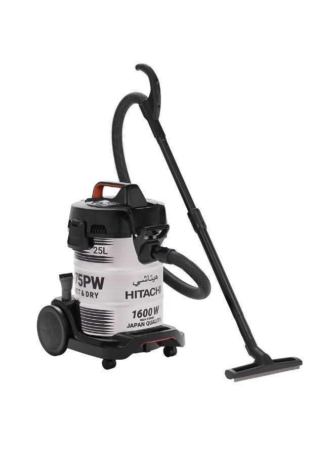 هيتاشي Hitachi Wet & Dry DVC 25 L 1600 W CV-975PWBKGSA WHITE/BLACK - Image 2