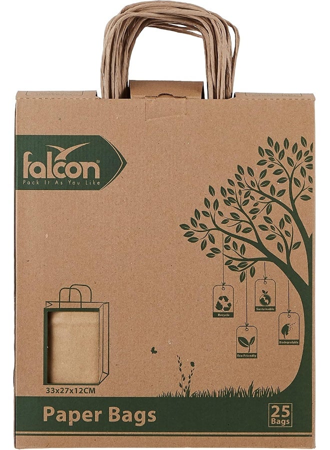 Falcon Falcon Pack Retail Shopping Bag, 33 cm x 27 cm x 12 cm Size, Brown Brown - Image 2
