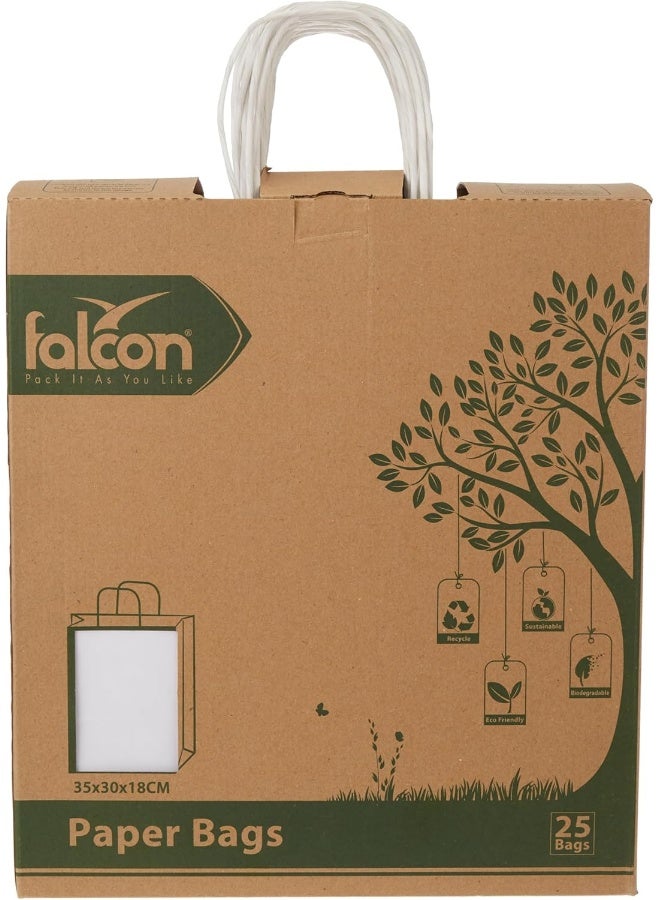 Falcon Pack Retail Shopping Bag, 35 cm x 30 cm x 18 cm Size, White White - Image 1