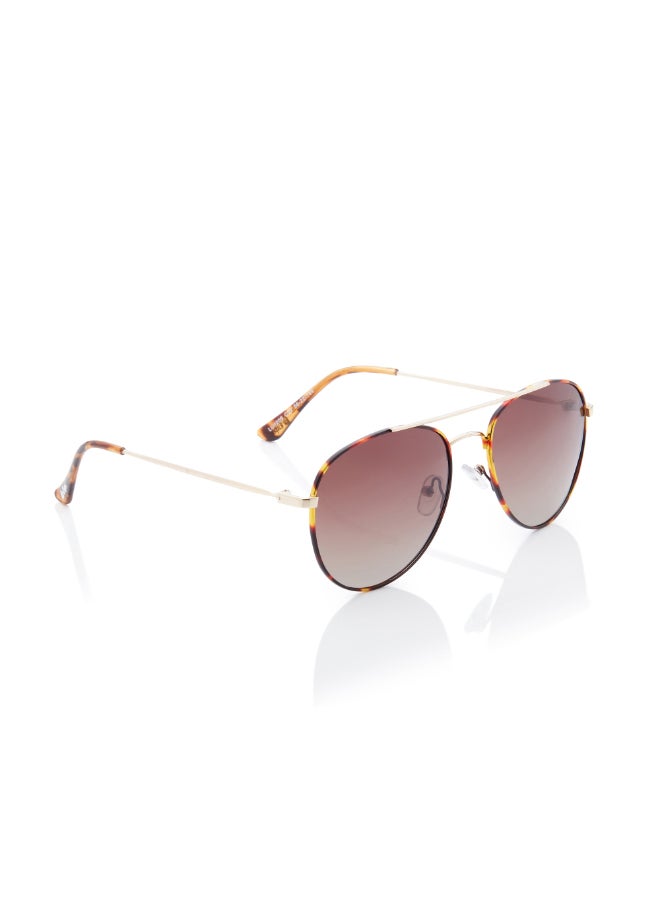 لي كوبر Polarized Sunglasses Gold Frame Gradient Brown Mirror Lens 56mm  - LC1205C02 - Image 4