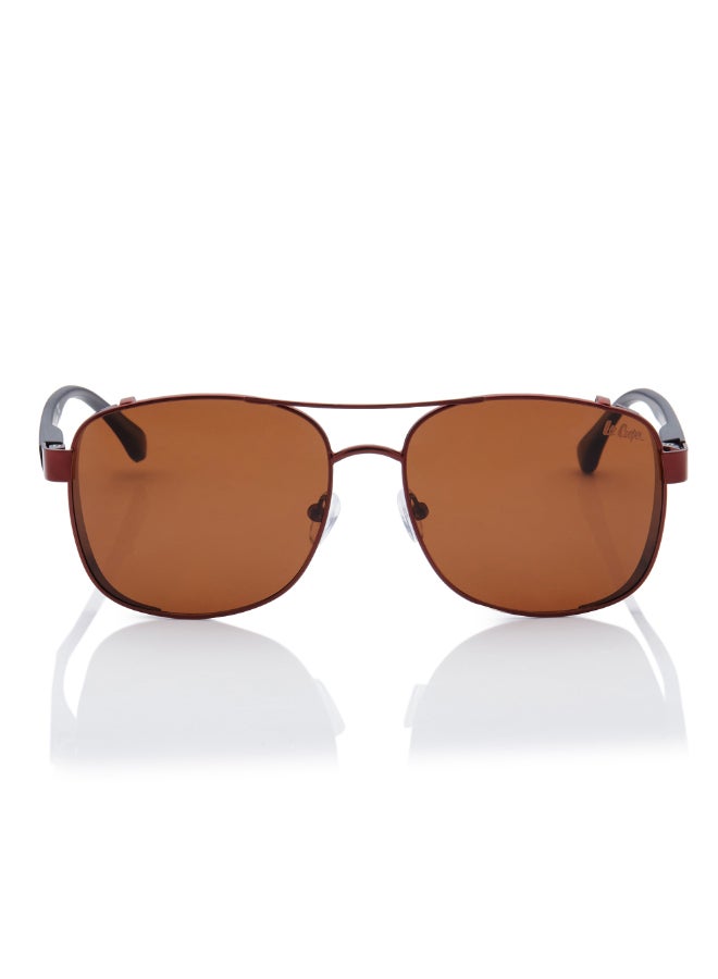 لي كوبر نظارات شمسية مستقطبة بإطار أحمر داكن غير لامع وعدسة مرآة بنية 59 مم - LC1209C02 - Image 1
