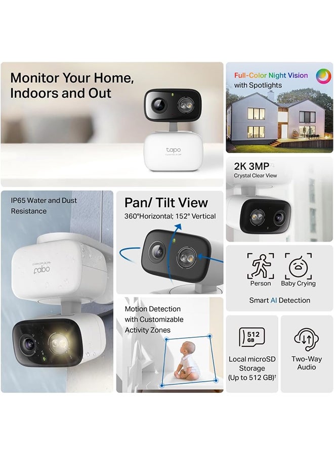 TP-LINK Tapo C216 2K 3MP Indoor & Outdoor Smart Home Security Camera, Color Night Vision with Spotlights, AI detection Security Camera Outdoor Wireless, 360º Pan&Tilt View, IP65 Weatherproof, Compact Design - Image 4