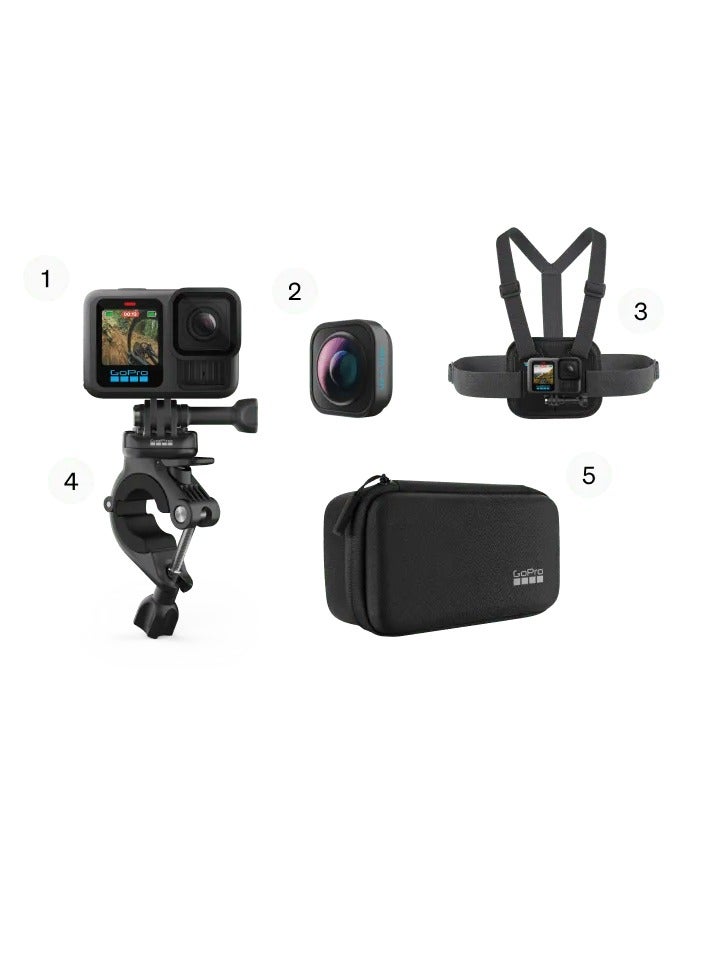 GoPro HERO13 Black Mountain Bike Bundle inlcuding 64GB Memory Card Ultra Wide Lens Mod,Chesty ,Handlebar / Seatpost / Pole Mount Camera Case - Image 1
