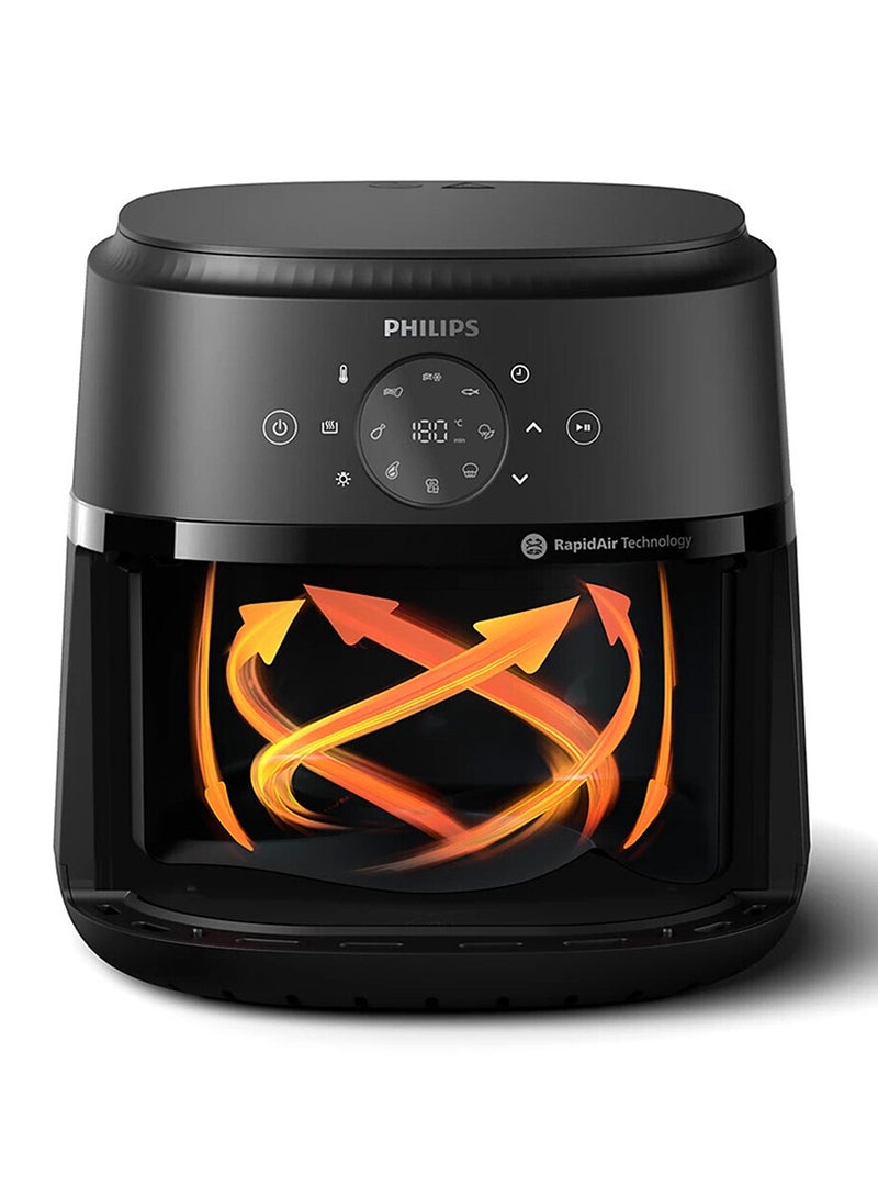 فيليبس Philips Airfryer 2000 series 6.2L,9 preset functions,see-through Cooking window,HomeID App,Deliciously crisp with RapidAir technology- NA230/09 6.2 L 1700 W NA230/09 BLACK - Image 1