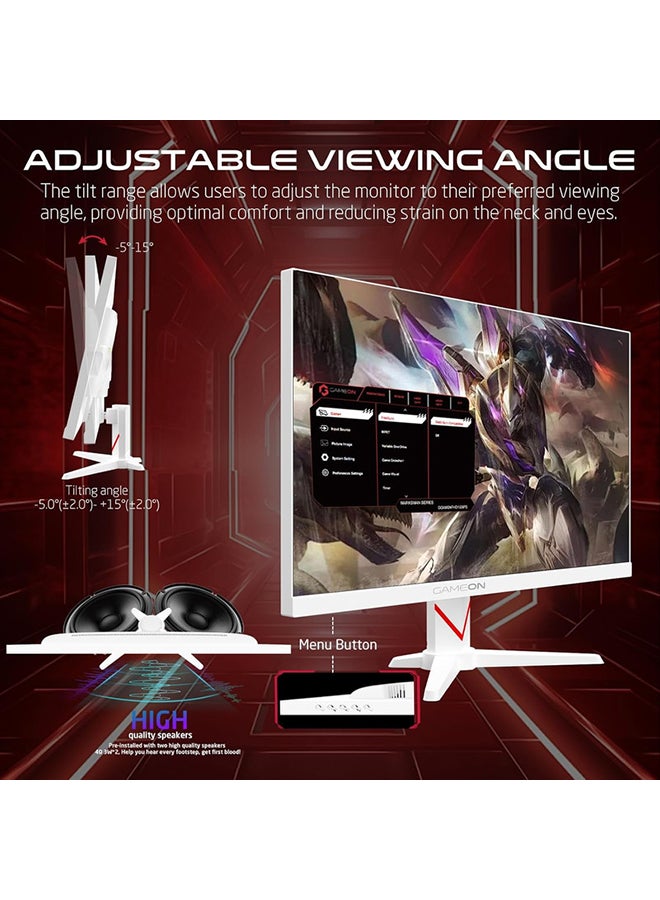 جايم أون Marksman Series 24” Fast IPS Gaming Monitor, FHD 1920x1080, 180Hz Overclocked, 0.5ms MPRT, HDR400, FreeSync G-Sync Compatible, HDMI 2.1 & DP 1.4, Console compatible, GOAM24FHD180IPS White - Image 4