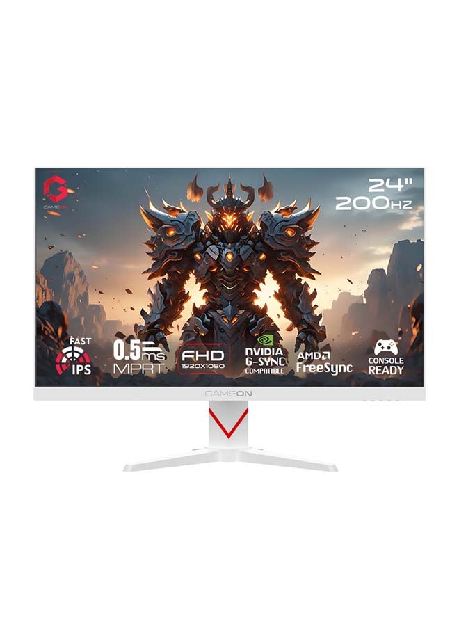 GAMEON Marksman Series 24” Fast IPS Gaming Monitor, FHD 1920x1080, 200Hz Overclocked, 0.5ms MPRT, HDR400, FreeSync G-Sync Compatible, HDMI 2.1 & DP 1.4, Console compatible, GOAM24FHD180IPS White - Image 1