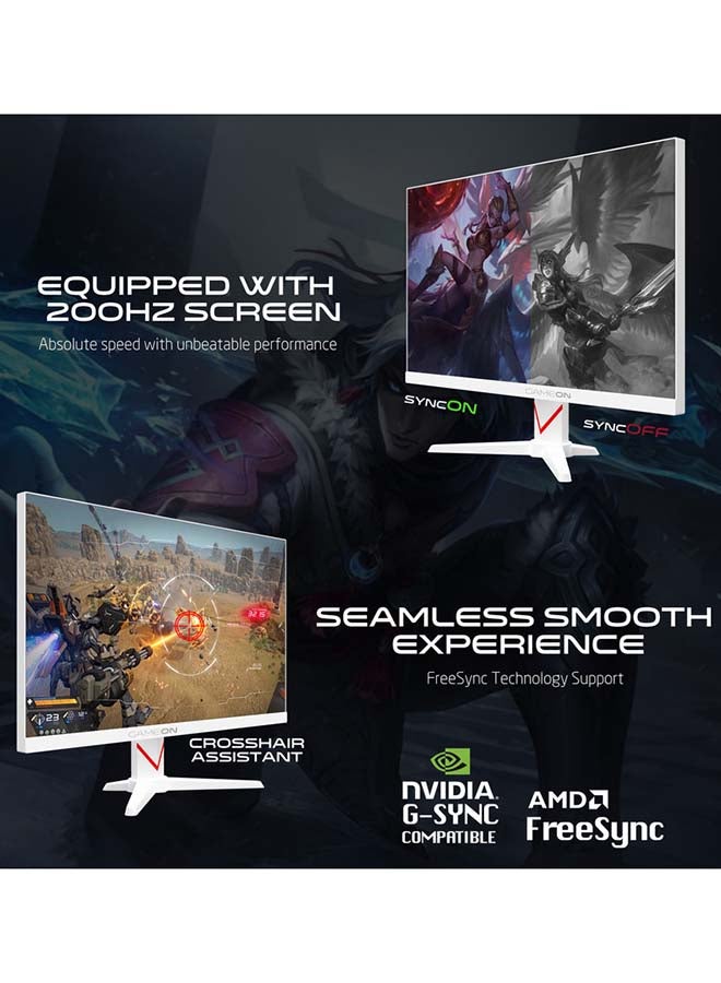 GAMEON Marksman Series 24” Fast IPS Gaming Monitor, FHD 1920x1080, 200Hz Overclocked, 0.5ms MPRT, HDR400, FreeSync G-Sync Compatible, HDMI 2.1 & DP 1.4, Console compatible, GOAM24FHD180IPS White - Image 3