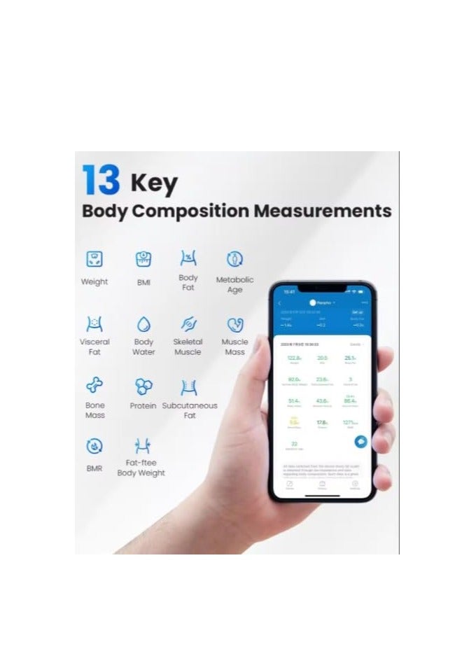كراون ميزان ذكي فائق النحافة مع اتصال بالتطبيق، سعة 180 كجم، تشغيل/إيقاف تلقائي، عرض وزن الجسم ودرجة حرارة الغرفة - Image 5