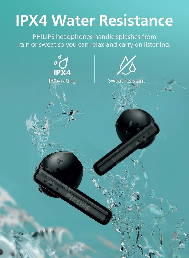 Philips In-Ear Wireless Bluetooth Earbuds, 26H Battery, 13mm Drivers, IPX4, In-Ear Fit, Noise Canceling, Dynamic Bass, Touch Controls black - Image 4