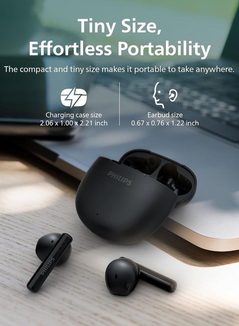 Philips In-Ear Wireless Bluetooth Earbuds, 26H Battery, 13mm Drivers, IPX4, In-Ear Fit, Noise Canceling, Dynamic Bass, Touch Controls black - Image 5