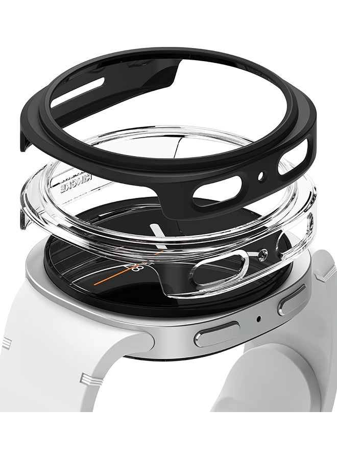 Ringke Slim For Samsung Galaxy Watch 8 40mm Case [2 Pack] Ultra Thin Lightweight Hard PC Cover - Clear & Matte Black Clear & Matte Black - Image 1