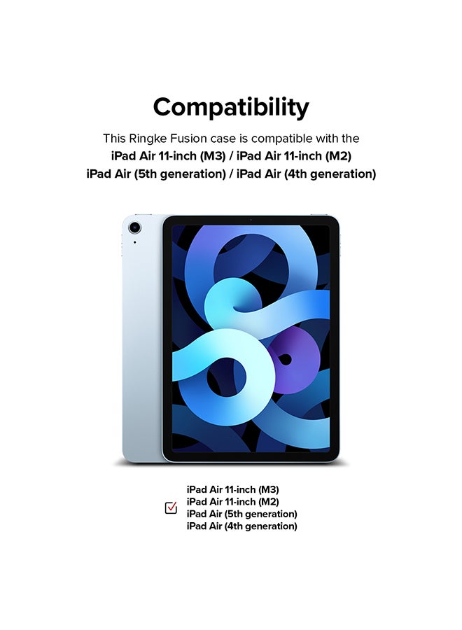 Ringke Fusion Case for iPad Air 11" (M3 2025) / (M2 2024), iPad Air (4th and 5th) Transparent Hard Back Shockproof Pencil Holder -Smoke Black Smoke Black - Image 2