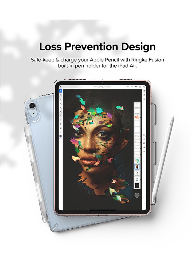 Ringke Fusion Case for iPad Air 11" (M3 2025) / (M2 2024), iPad Air (4th and 5th) Transparent Hard Back Shockproof Pencil Holder -Clear clear - Image 5