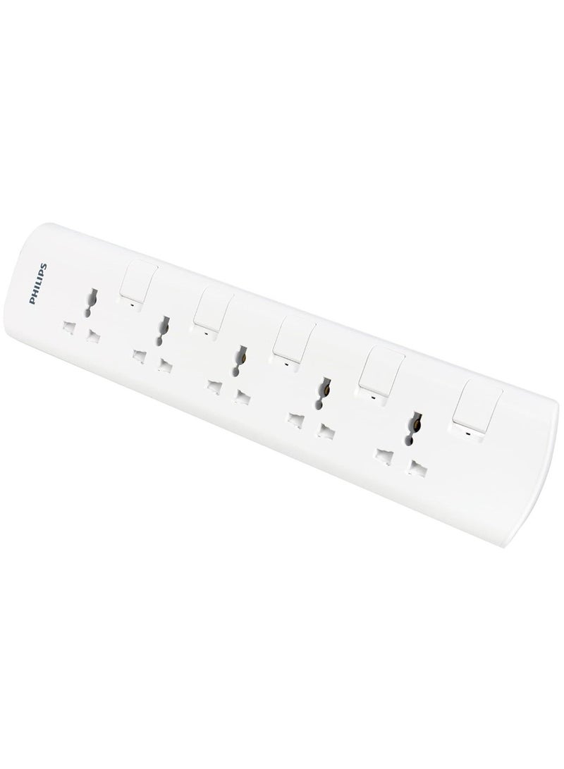 Philips Power Extension Strip with Individual Switches, 5 Socket Outlets, 2 Meter Heavy-Duty Cable, Child Safety Shutters, Fire-Resistant Material ESMA Certified white 2meter - Image 3