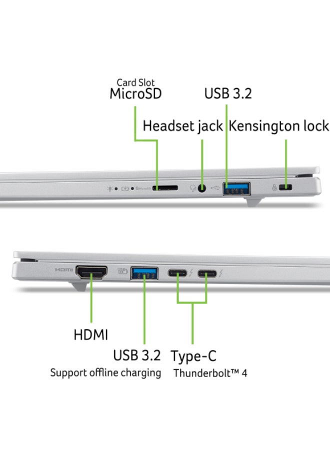 Acer Aspire A14 AI Laptop With 14-Inch WUXGA Display, Core Ultra 7-256V Processor/16GB RAM/1TB SSD/Intel Arc 140V Graphics/Windows 11 Home English Pure Silver - Image 5