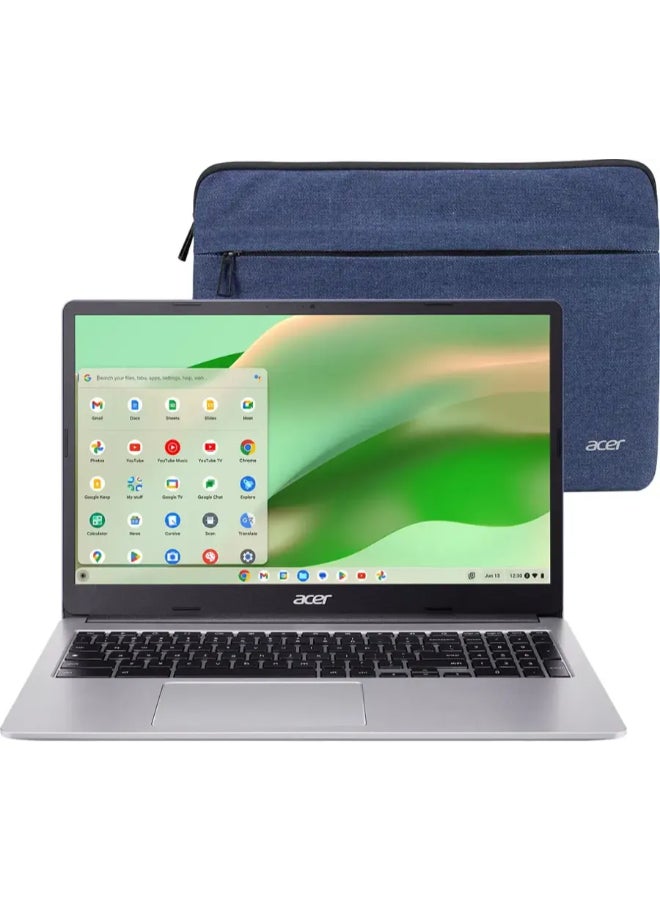 Chromebook 315 Laptop With 15.6-Inch Full HD Display, Celeron N4500 Processor/4GB RAM/64GB Emmc/Intel UHD Graphics/Chrome OS + Included Protective Sleeve English Sparkly Silver English Sparkly Silver