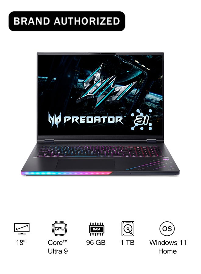 Acer (Upgraded Version) Predator Helios PH18 Laptop With 18-Inch WQXGA Display, Core Ultra 9-275HX Processor/96GB RAM/1TB SSD/16GB Nvidia Geforce RTX 5080 Graphics/Windows 11 Pro English Abyssal Black English Abyssal Black - Image 1