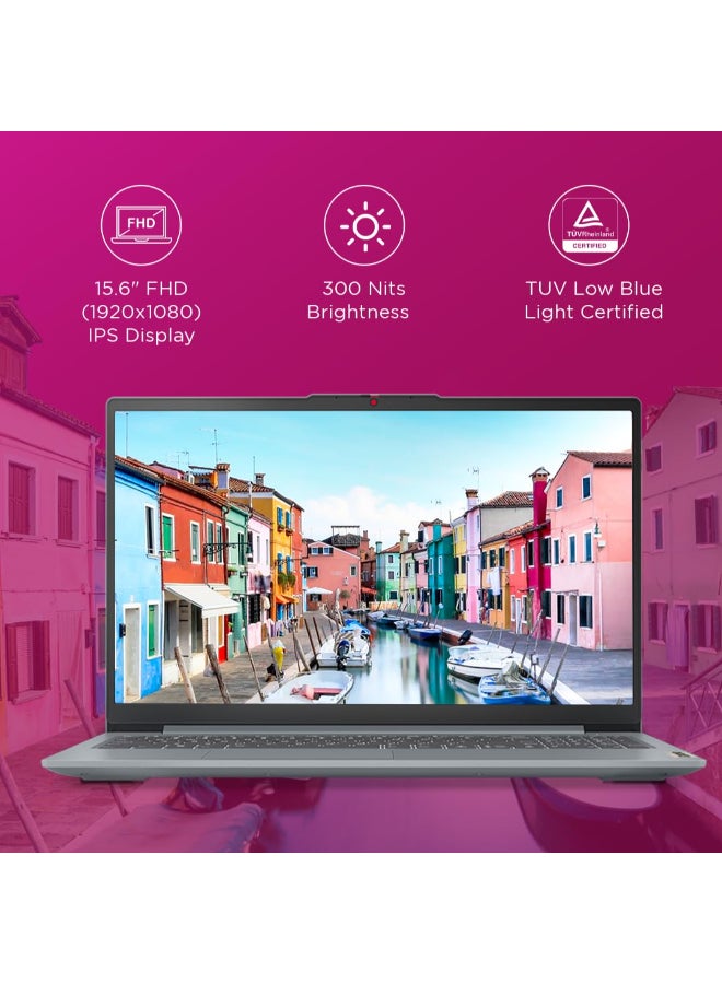 Lenovo Ideapad Slim 3 Laptop With 15.6-Inch FHD Display, AMD Ryzen 5 7520U Processor/8GB RAM/512GB SSD/AMD Radeon Graphics/Windows 11 English/Arabic Arctic Grey  - Image 2